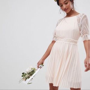ASOS pastel pink lace v back dress